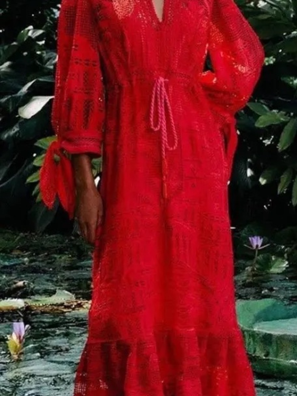 FARM Rio Red Morada Boa Guipure Maxi Dress - Picture 3 of 9